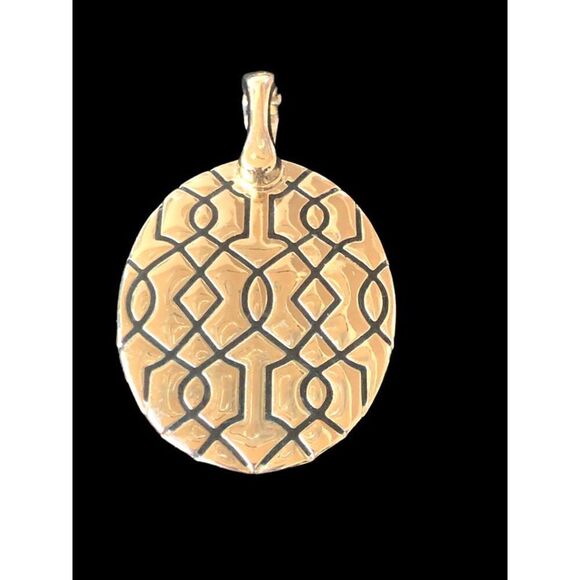 Vintage chunky hammered gold necklace with detachable mother of Pearl pendant - Picture 3 of 8